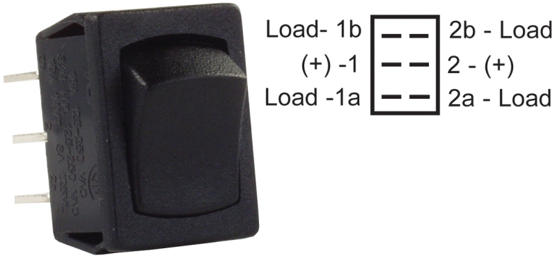 SWITCH MINI DOUBLE POLE ON/ON BLACK 12V 1/PKG
