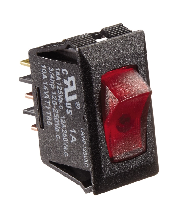 Rocker Switch Illuminated  Black/Red