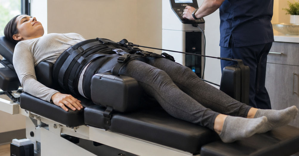 Spinal decompression being practiced in a chiropractic clinical setting.