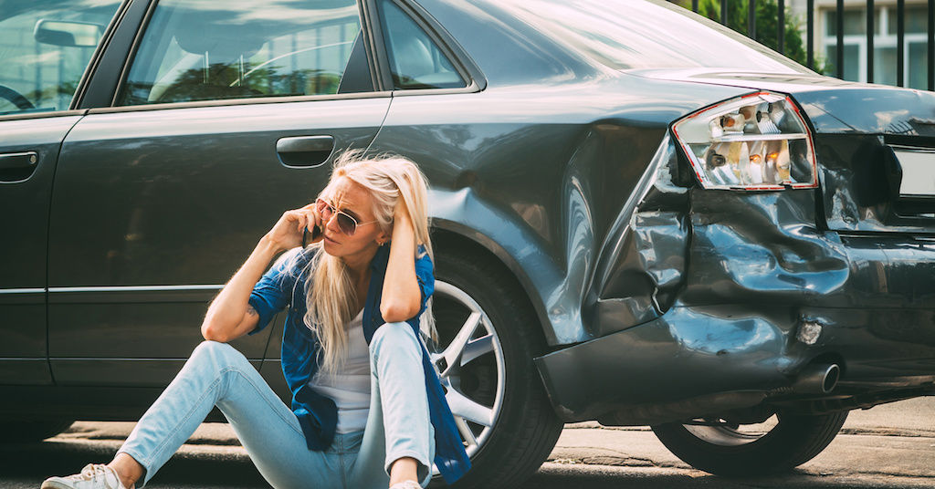 on phone after car accident