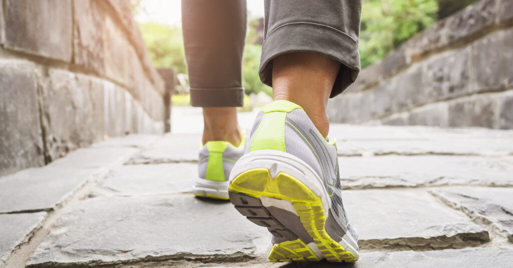 walking in athletic shoes