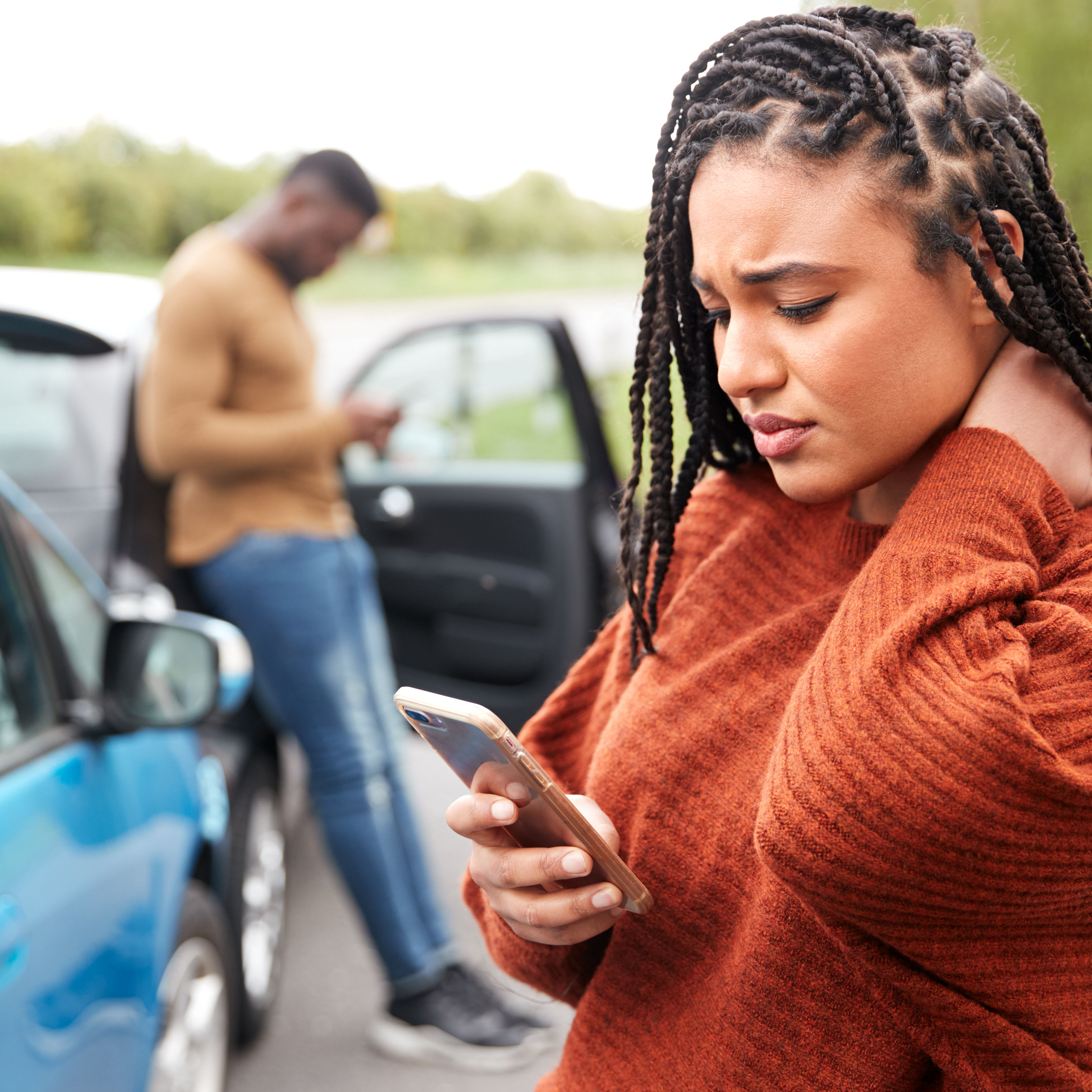 Female Motorist Involved In Car Accident Calling I