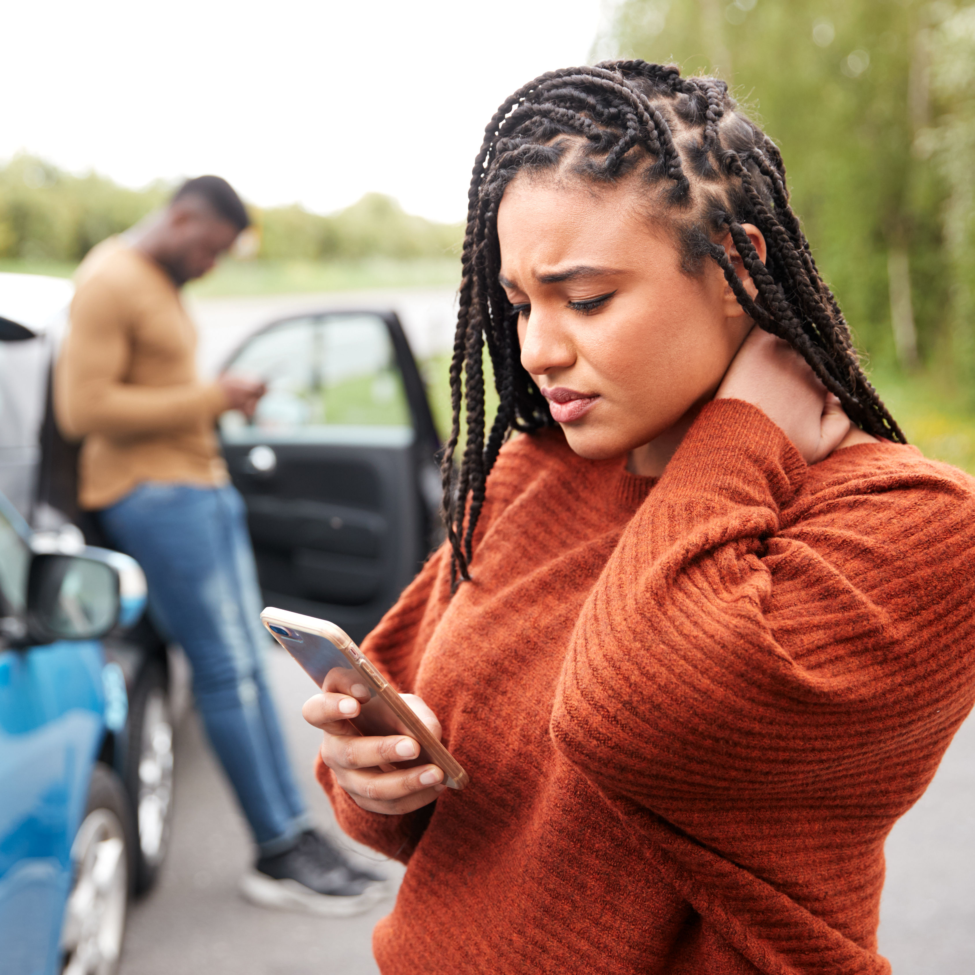 Female Motorist Involved In Car Accident Calling I