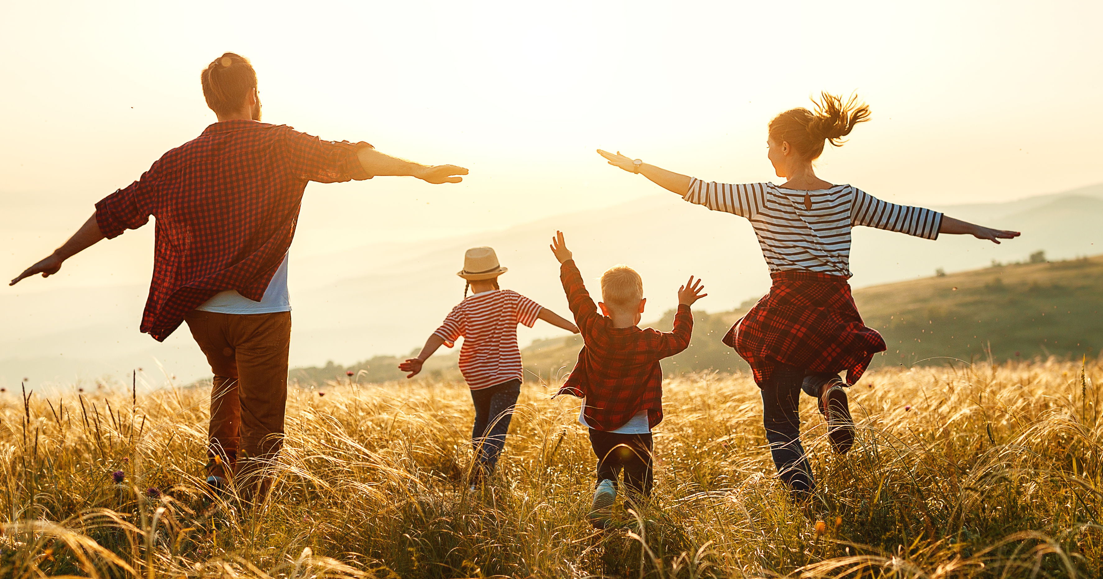 Happy family: mother, father, children son and dau