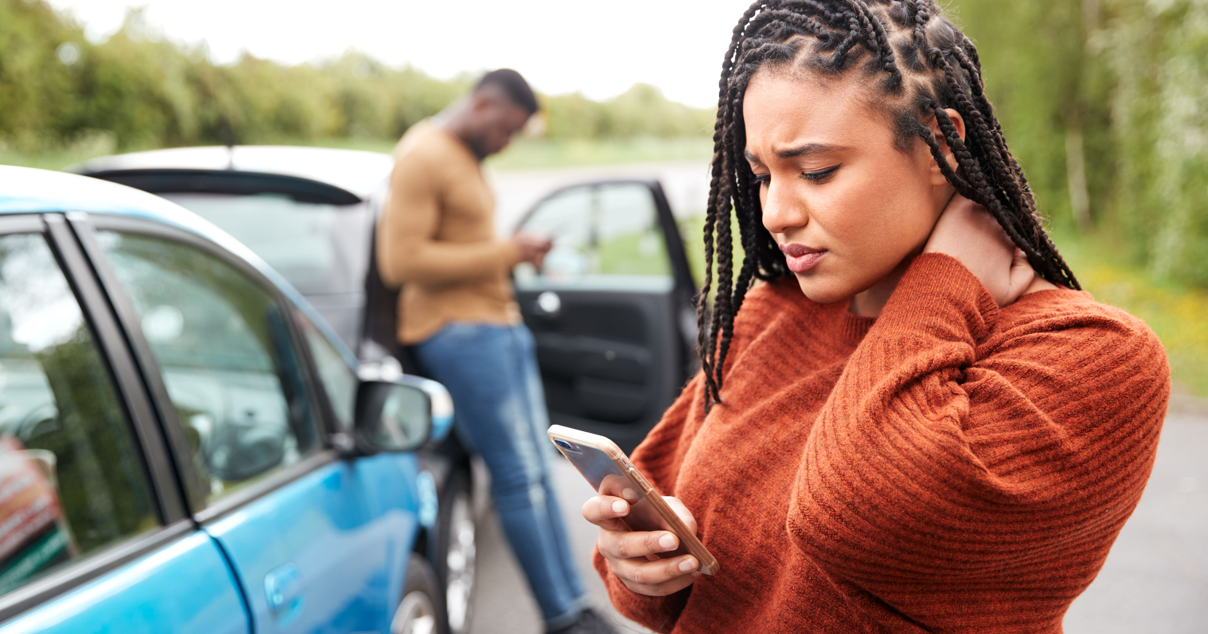 Female Motorist Involved In Car Accident Calling I
