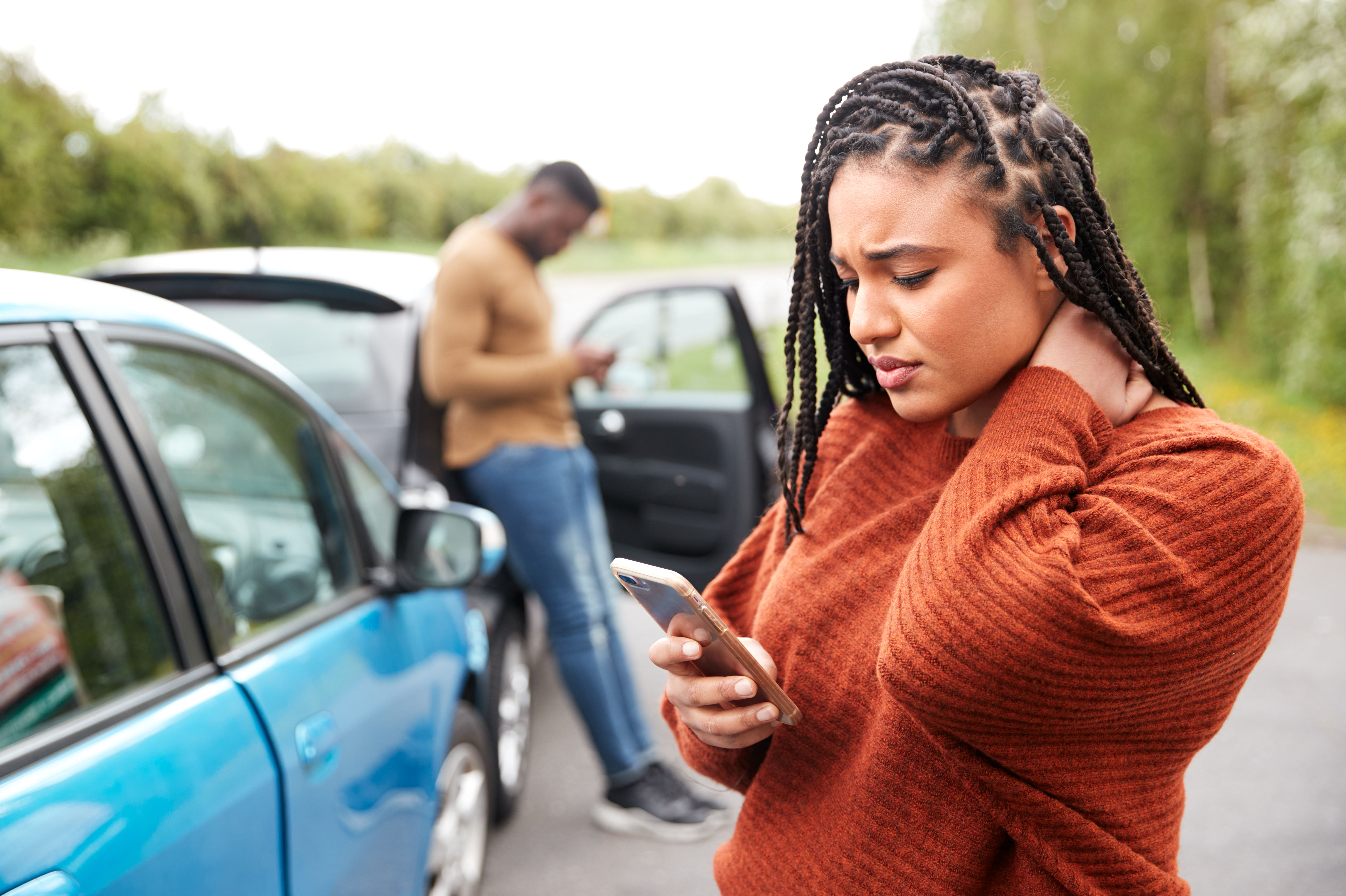 Female Motorist Involved In Car Accident Calling I