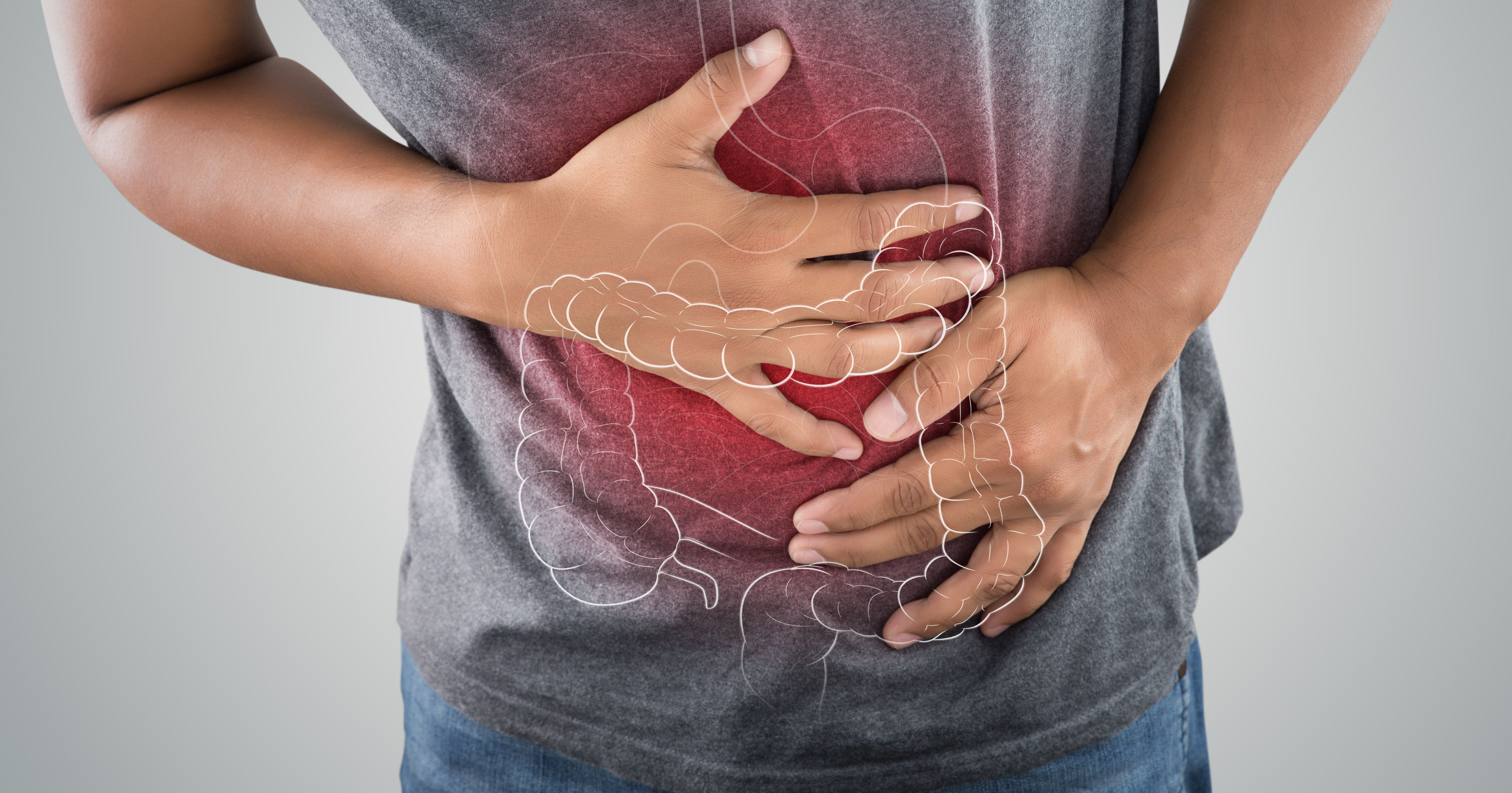 The photo of large intestine is on the mans body a