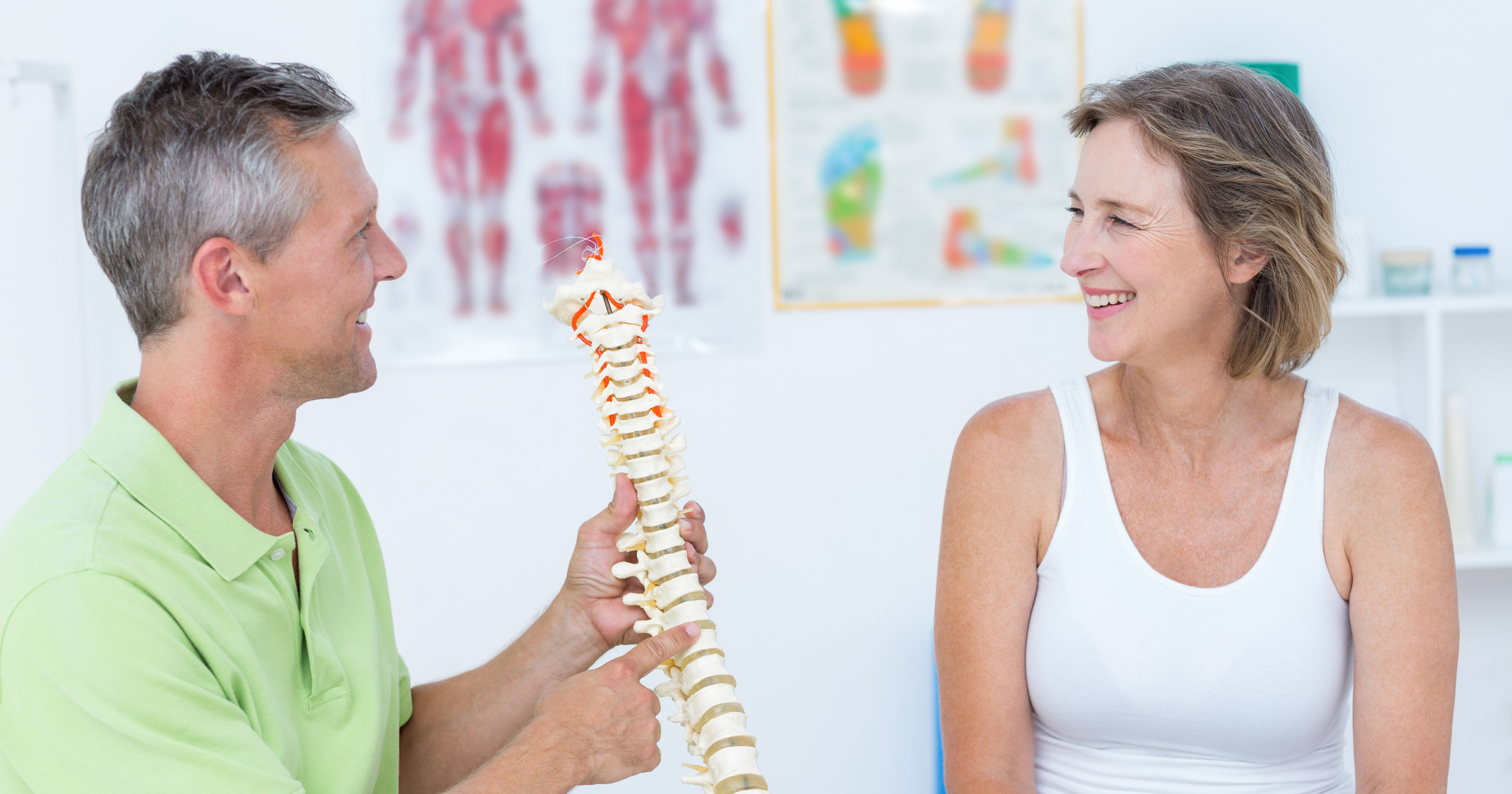 Doctor showing anatomical spine