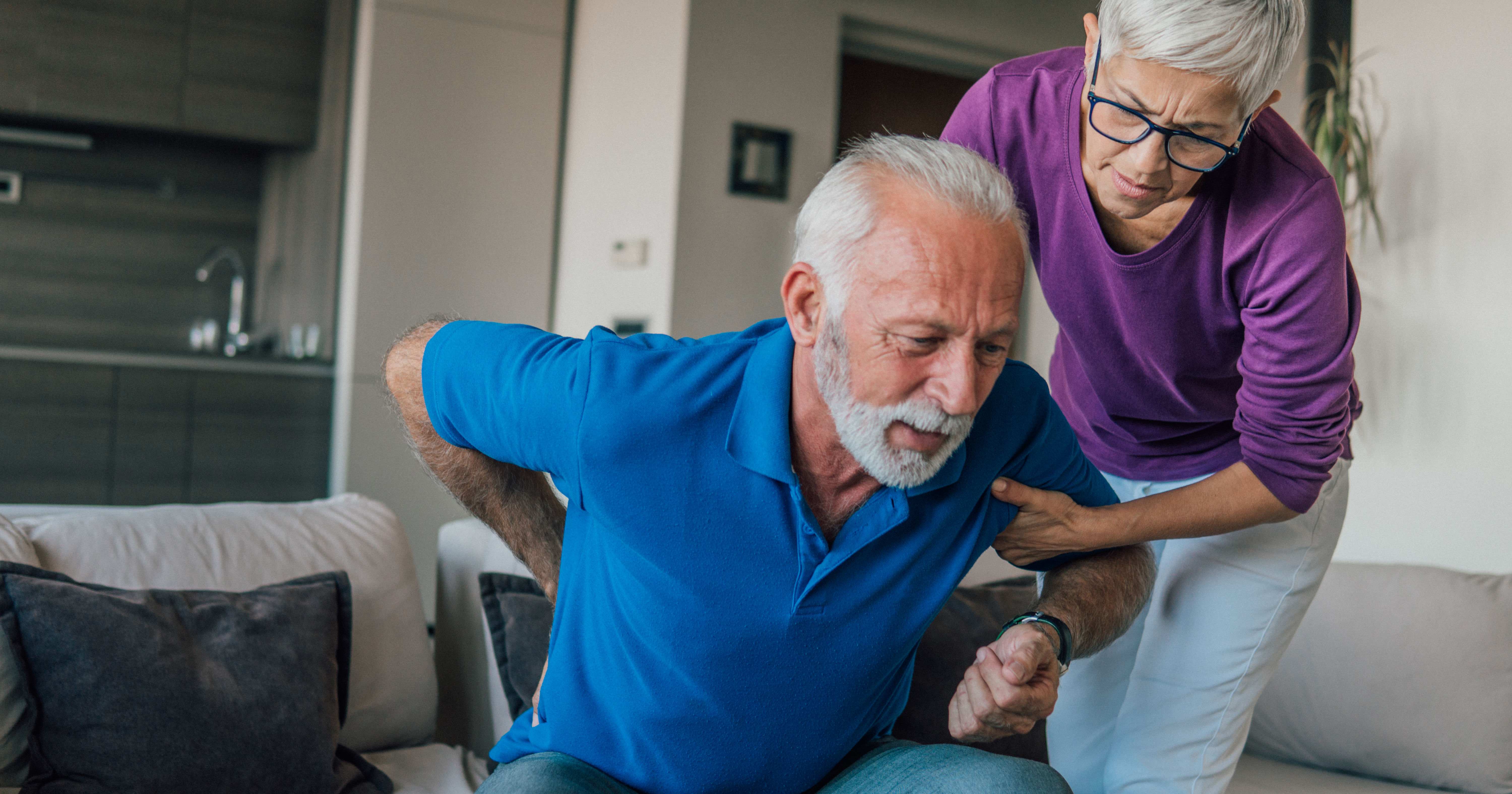 Senior man with backache