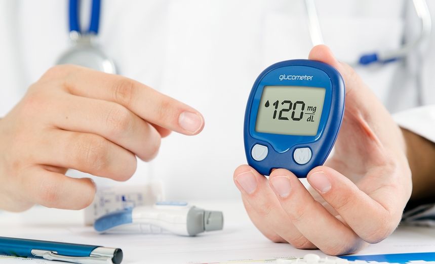 male doctor hands blood sugar test