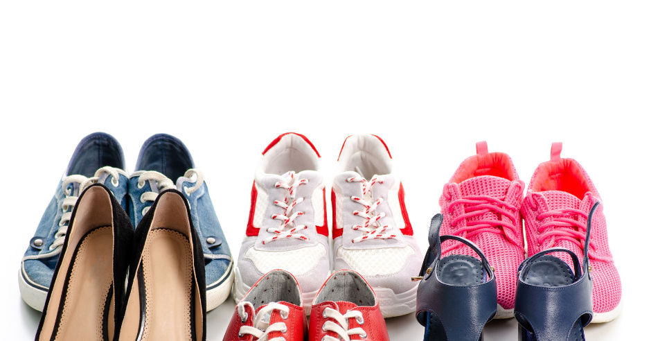 line up of a variety of shoes