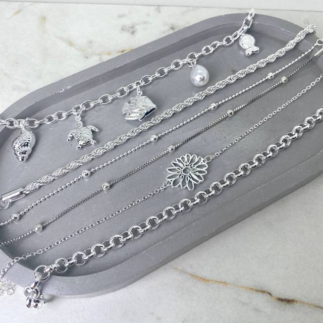 COMBO DE PULSERAS ACERO BLANCO
