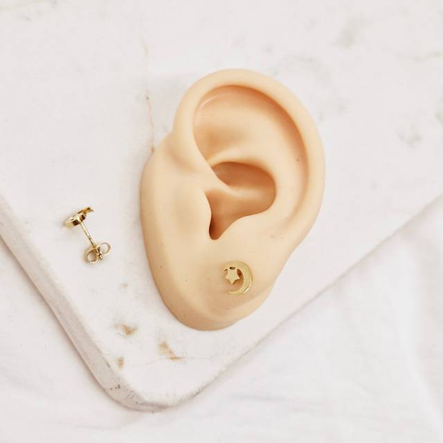 AROS ACERO DORADO - LUNA Y ESTRELLA