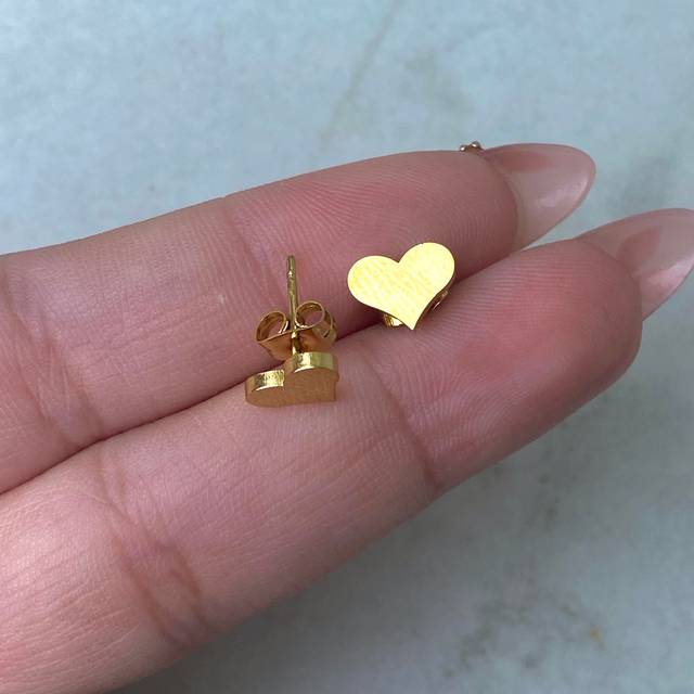 AROS ACERO DORADO - CORAZON LISO ANCHO