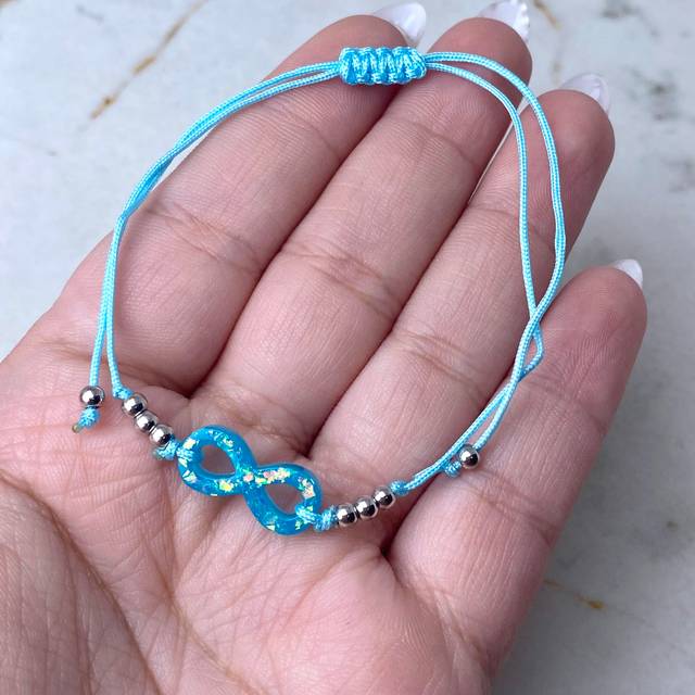 TOBILLERA/PULSERA DE HILO REGULABLE - INFINITO CELESTE