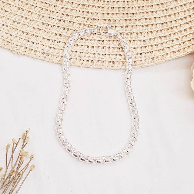 PULSERA ACERO BLANCO ROLO CERRADA 4 mm