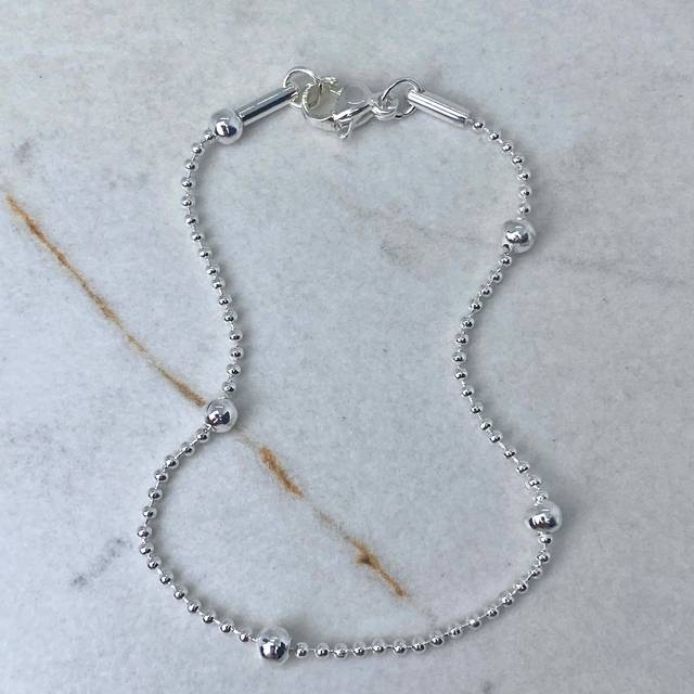 PULSERA ACERO BLANCO FULL BOLITAS CON BOLITAS GRANDES