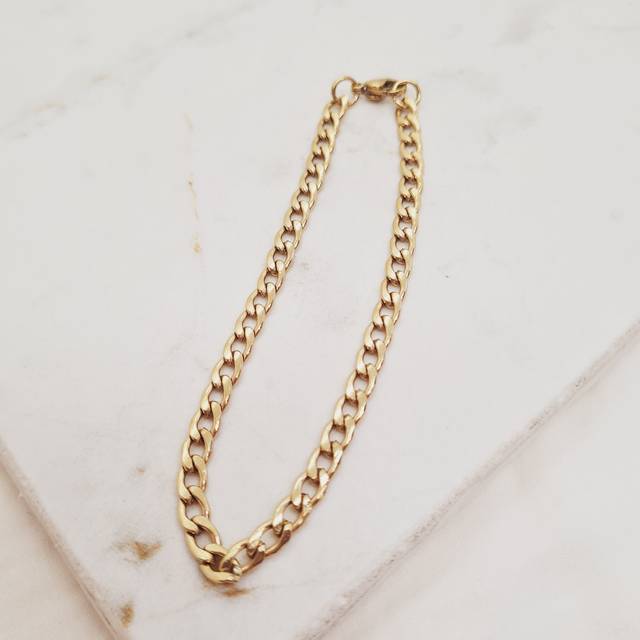 PULSERA ACERO DORADO CUBANA 1,2 mm