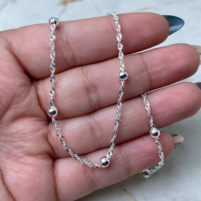 CADENA ACERO BLANCO SINGAPUR CON BOLITAS GRANDES