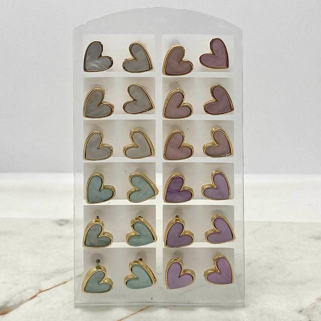 BLISTER DE AROS ACERO DORADO CORAZON CURVO COLORES