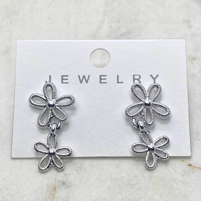 AROS PLATEADA DOBLE FLOR