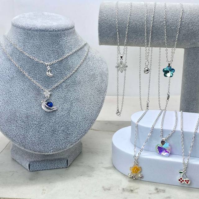 COMBO DE COLLARES ACERO BLANCO