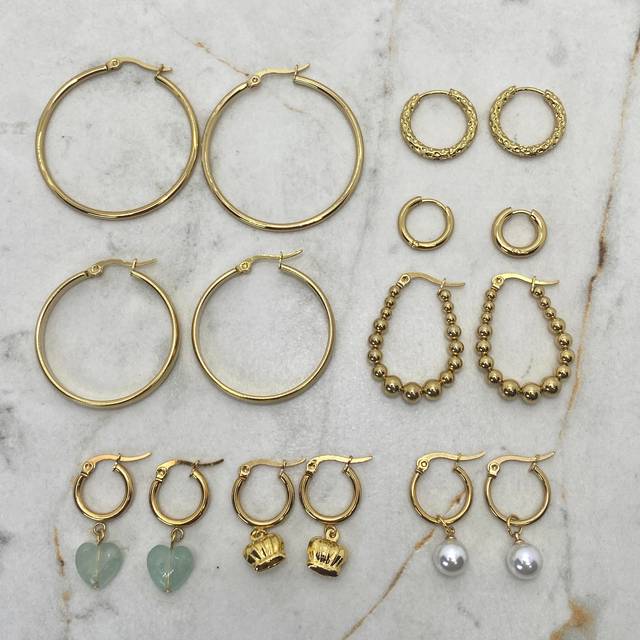 COMBO DE ARGOLLAS ACERO DORADO