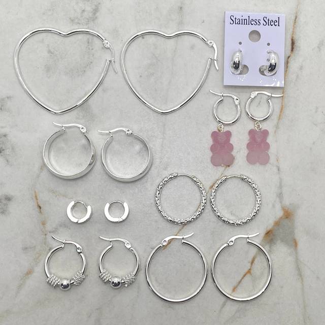 COMBO DE ARGOLLAS ACERO BLANCO