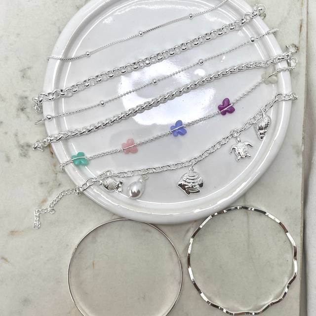 COMBO DE PULSERAS ACERO BLANCO