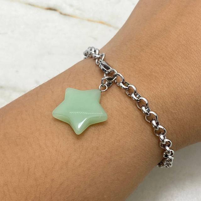 PULSERA CON DIJE CRISTAL - ESTRELLA VERDE