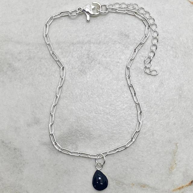 PULSERA ACERO BLANCO FORCE FINA CON GOTA NEGRA