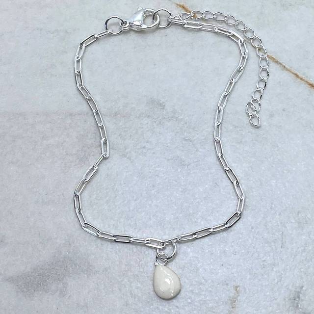 PULSERA ACERO BLANCO FORCE FINA CON GOTA BLANCA