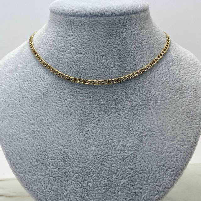 CHOCKER ACERO DORADO CUBANA FINA 0.8 mm