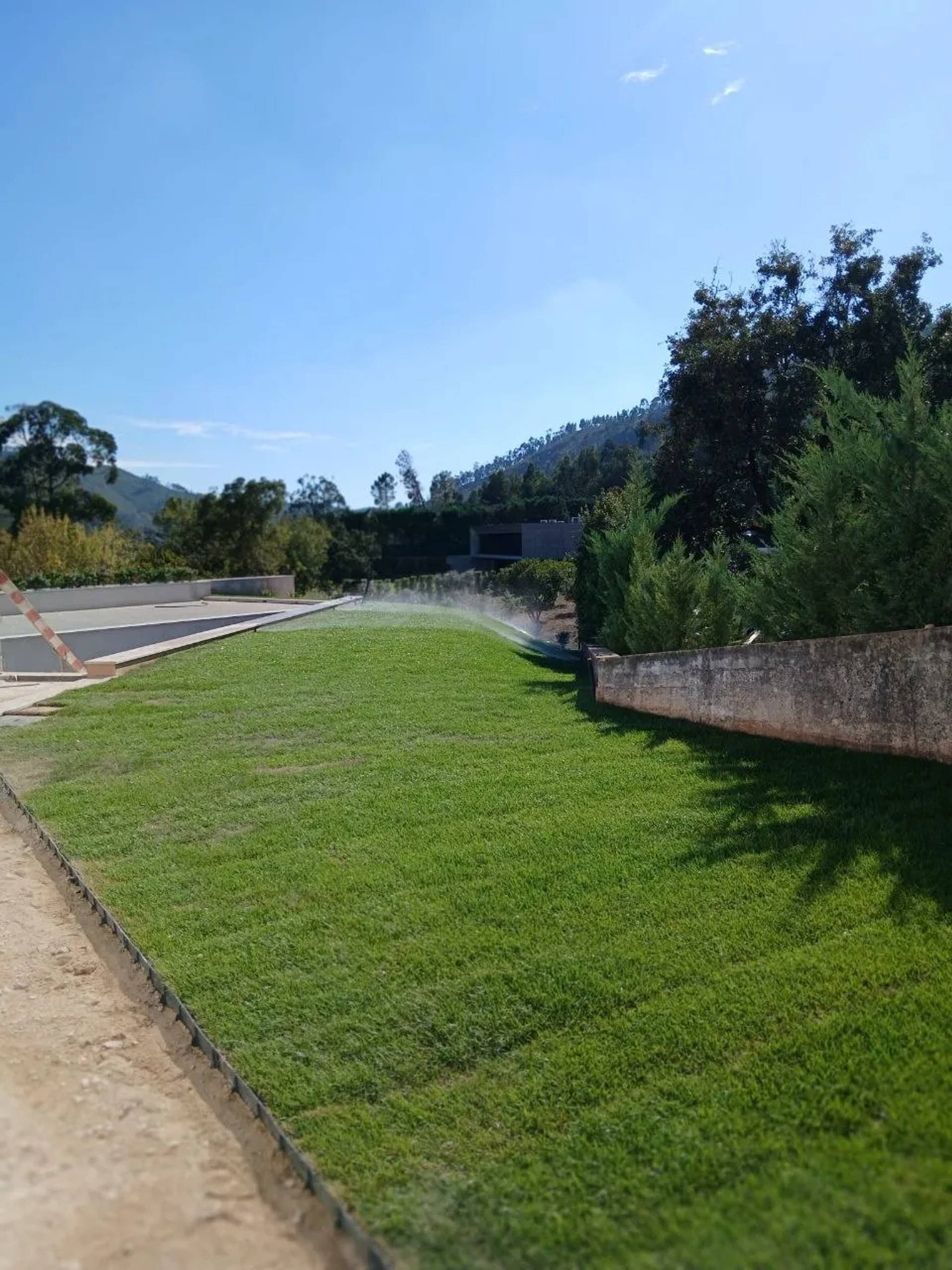 Paisagismo: Relva em Tapete, Canteiros e Caminho em Pedra — 1