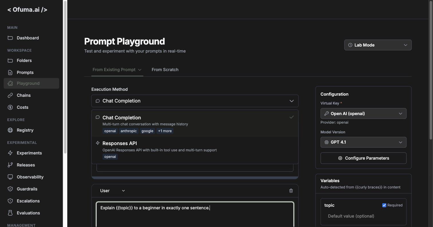 Typing {{topic}} into the message, and it appearing instantly in the Variables panel