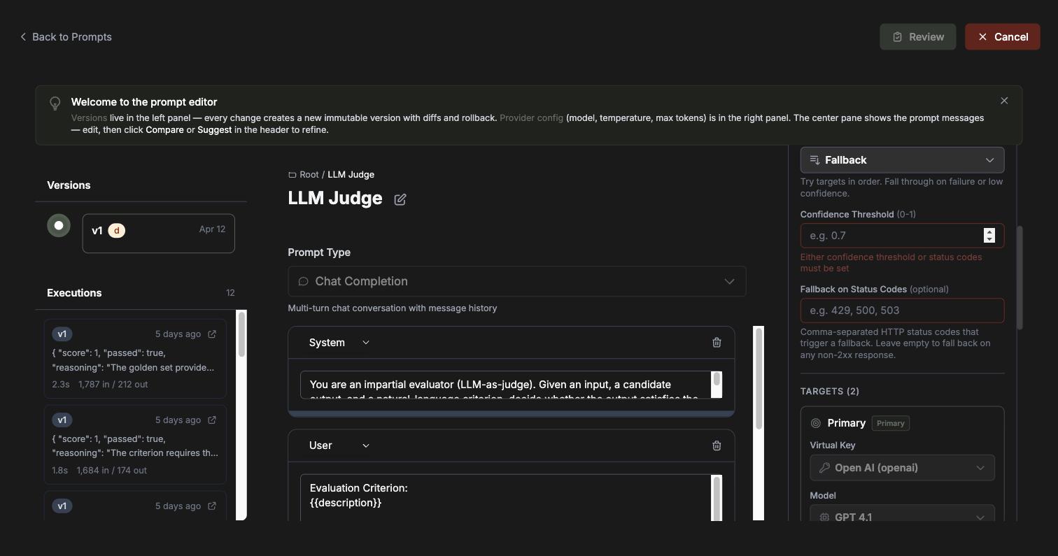 Fallback selected, showing the status codes field and a second target added automatically
