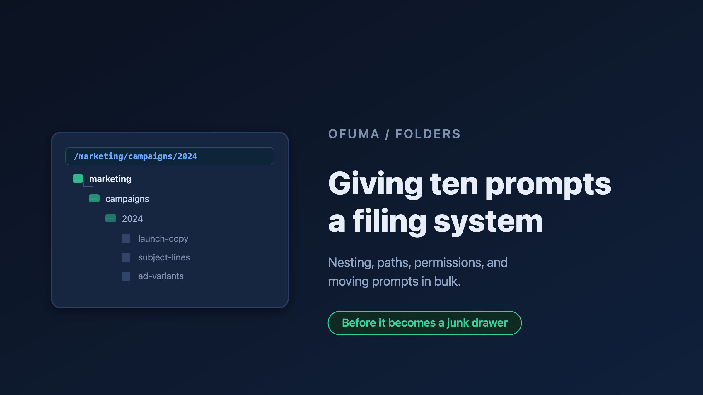 Folders in Ofuma: Giving Ten Prompts a Filing System