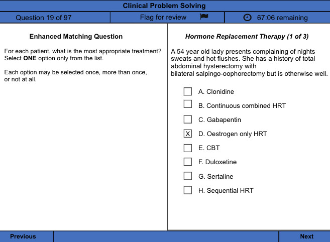 MSRA Exam - Extended Matching Questions - Clinical Problem Solving