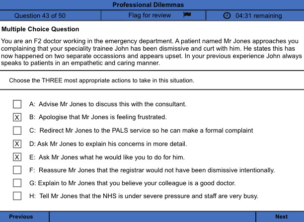 MSRA Exam - Professional dilemmas - Multiple choice questions