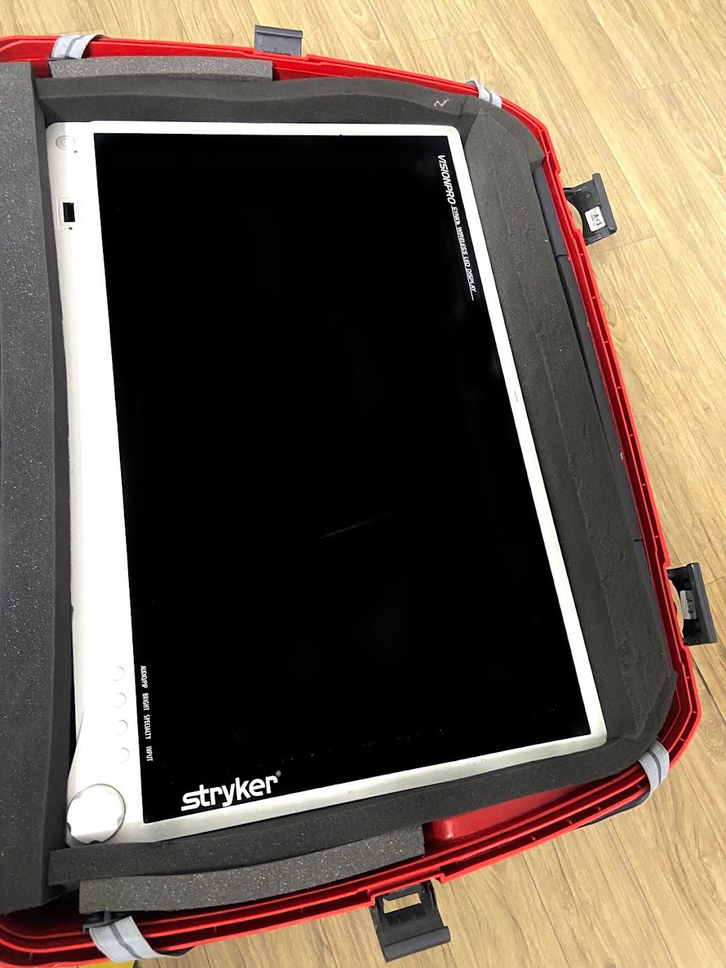 Stryker VisionPro 26-inch medical-grade surgical LED monitor displaying WUXGA high-contrast resolution