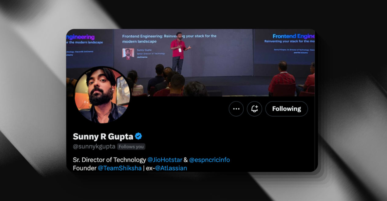 Followed by @sunnykgupta on X
