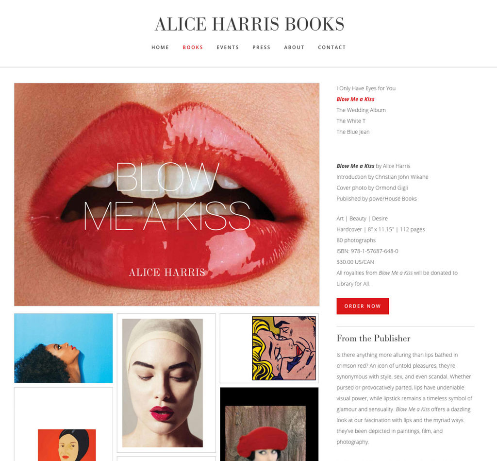 Screenshot of Alice Harris Books, designed by FuseLoft