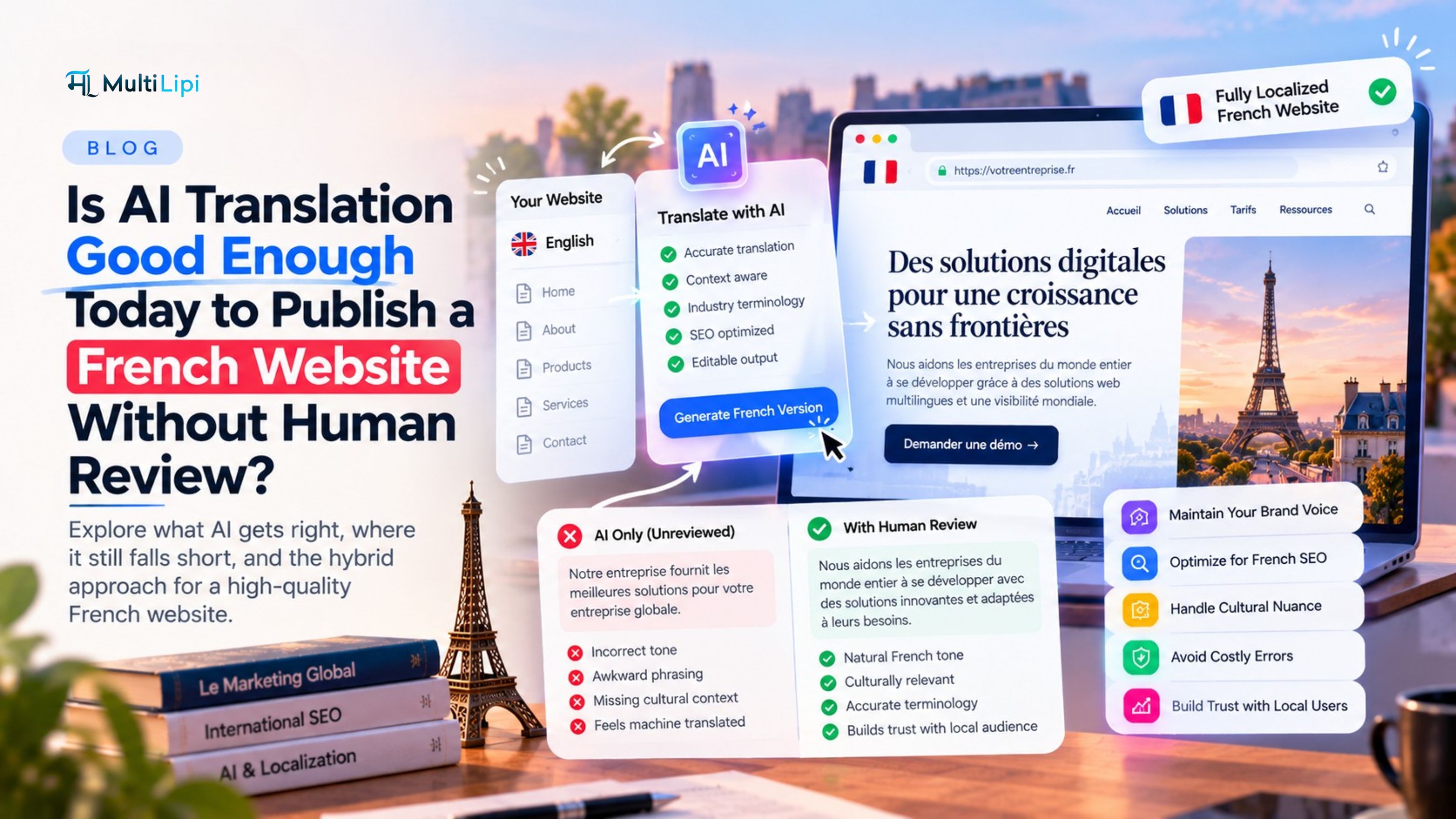 AI Translation for French Websites: Human Review & SEO