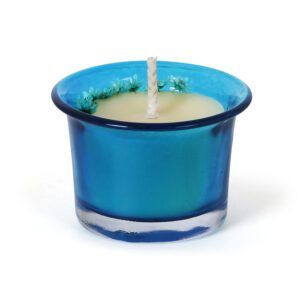 White / Blue Glass Candle