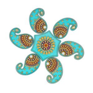 Acrylic Paisley Rangoli – Light Blue