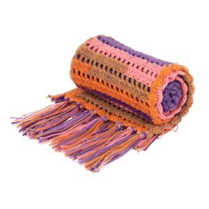 Woollen Crochet Stole – Pink, Orange & Purple