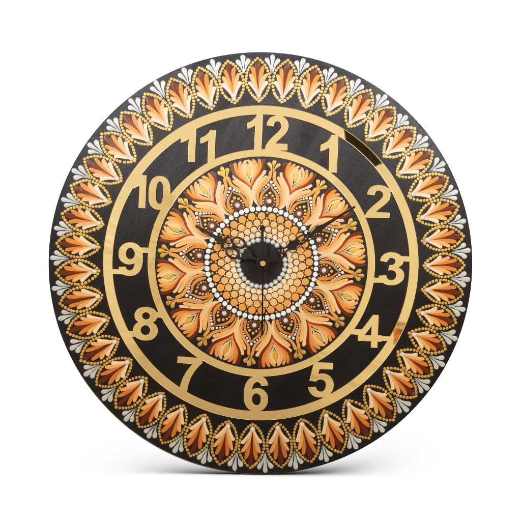 Mandala Wall Clock – 16" (Shades of Brown)
