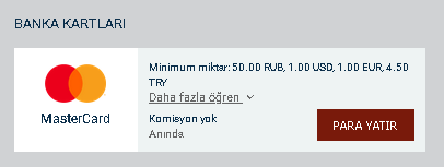 888Starz banka kartı ile ödeme