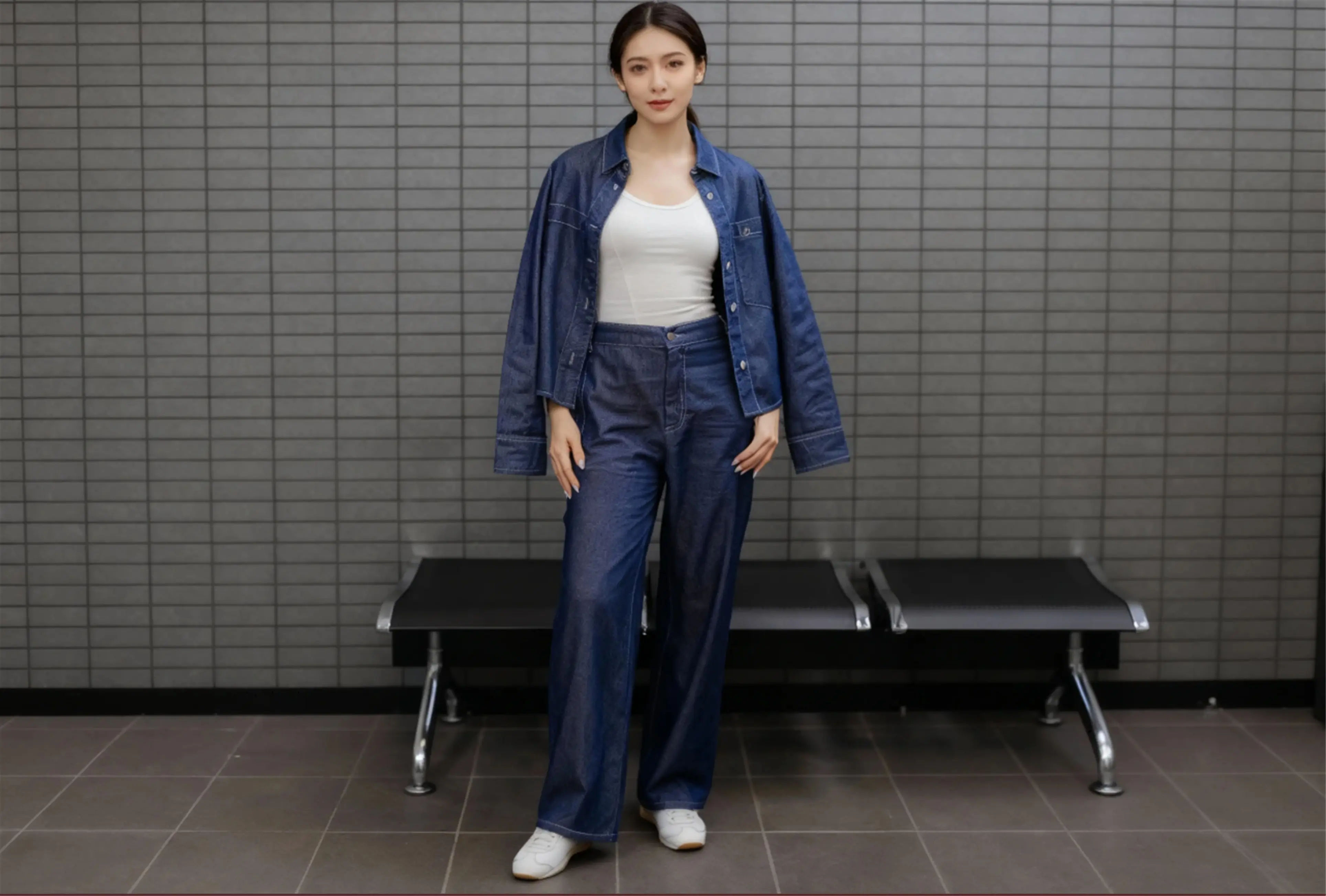 Lihat detail Drew Wide Leg Jeans dari Beatrice Clothing Celana jeans wanita model wide leg Drew dari Beatrice Clothing