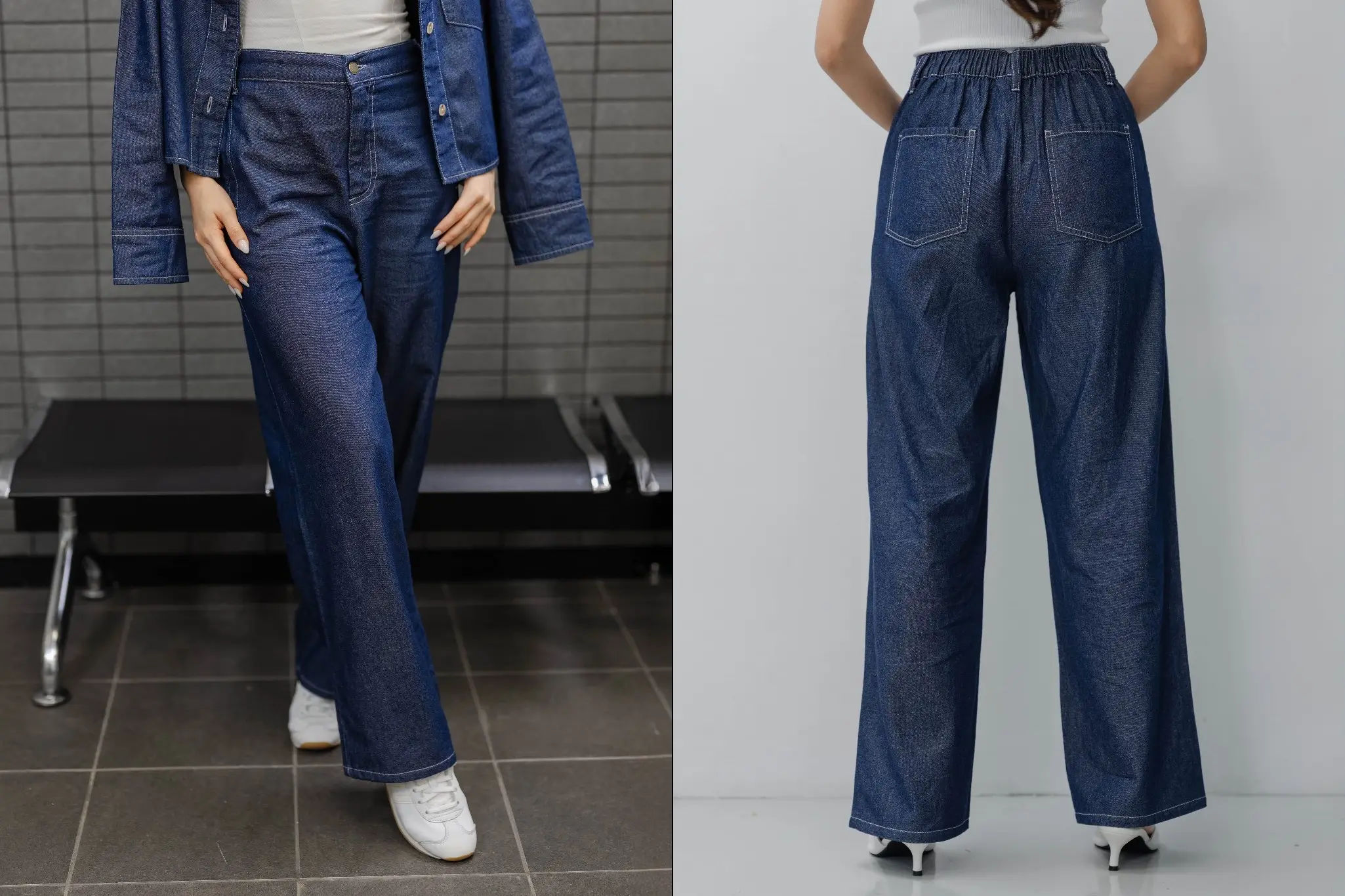 Tampilan stylish dengan Drew Wide Leg Jeans dari Beatrice elana Drew Wide Leg Jeans dari Beatrice Clothing dengan potongan longgar yang stylish